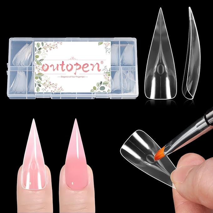 outopen 150pcs Long Eagle Claw Nail Forms Clear Full Cover Eagle Stiletto Nail Extension Art Mold Reusable Eagle Curved Nail Forms for Sculptural Polygel Acrylic Extension DIY Manicure, 15 Sizes