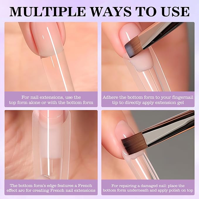 240 PCS Sandwich Nail Dual Forms, 14 Sizes Nail Tips for Builder Gel, Dual Forms for Polygel, Nail Extension for Beginner & Professional, Create Salon Quality Nail Art at Home (Oval)