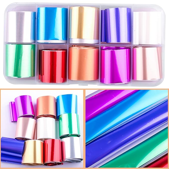 Nail Foil, DANNEASY 30 Rolls Nail Foil Transfer Gold Foil Nail Stickers Laser Nail Wraps for Women DIY Nail Art Decorations Nail Supplies