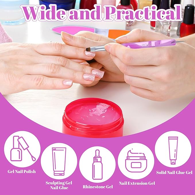 4 Pcs Gel Nail Art Brush Set, French Brush for Nails with Dotting Tool, French Tip Acrylic Brushes for Professional Manicure Detailed Designs DIY Nail Salon (10# 12# 14# 16#)