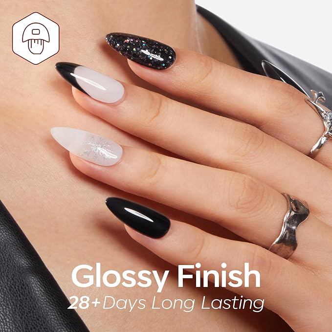 modelones Gel Nail Polish 6 Colors Black White Silver Gray Cat Eye Glitter Shimmer Magnetic Hema& TPO Free Gel Polish Kit Soak Off UV LED DIY Winter Nail Art Manicure Salon Home Gifts for Women Girls