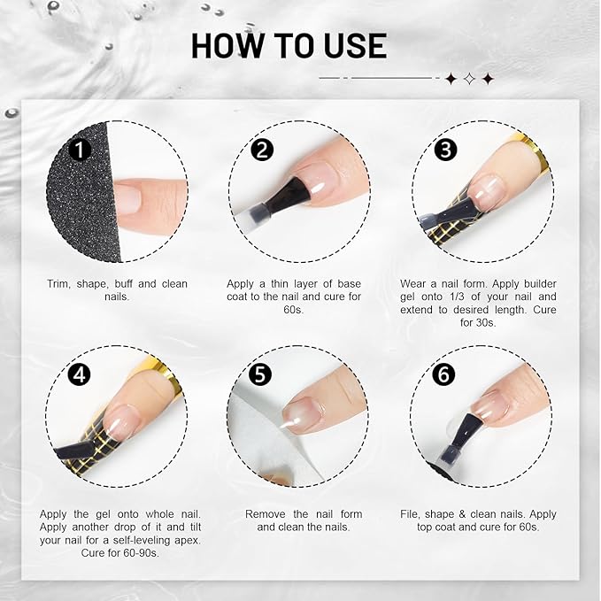 JODSONE 2Pcs 10ml Builder Gel for Nails, Clear Builder Gel for Nail Thickening Solution, Nail Extension, Apex Building,Long Lasting DIY Nail Art Gift for Women