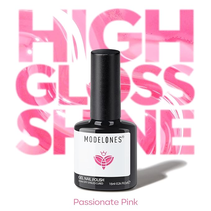 modelones Pink Gel Nail Polish Hot Pink Nail Polish Pastel Rosy Gel Polish Valentine Nails Manicure 15 ML