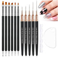 Artdone Nail Art Brushes and Dotting Tools Kit 11PCS Gel Polish Liner Design Pens for Nail Decorations Supplies Drawing and Nail Paint Brushes Small Detail Accessories Brushes