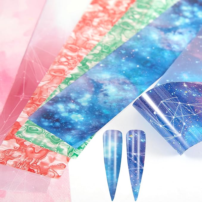 SILPECWEE 300Pcs Nail Foil, Holographic Nail Art Foil Laser Rainbow Leopard Transfer Foils for Nails Paper 3D Nail Stickers Fingernail Wraps Decals Manicure Design Kit Nails Decoration