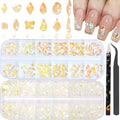 Nail Rhinestones - 3D Multi Shape Size, Flat Back, Manicure Rhinestones Charms, Crystal Aurora Gems, with Kit, for Nail Art, Bedazzling Acrylic Nails, DIY Decor