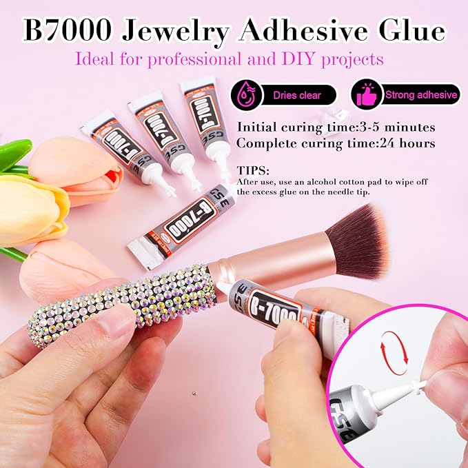 Canvalite Rhinestones 2784PCS in 6 Sizes Flat Back Gems, Crystal AB Art Gems with 5Pcs Jewelry Glue, Pick Up Tweezers and Picker Dotting Pen for Nails, Makeup, Stocking Stuffers Gifts for Women