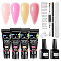 10PCS Pink Poly Nail Gel Kit Poly Extension Nail Gel Kit Skin Tones Nail Extension Set Manicure DIY Design Beginner Kit