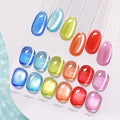 Born Pretty Cat Magnetic Eye Gel Nail Polish Set Spring Summer Crystal Glass Translucent Pastel Blue Pink Green Yellow Red Magnetic Gel Polish Soak Off U V Gel Polish 7ML 6PCS