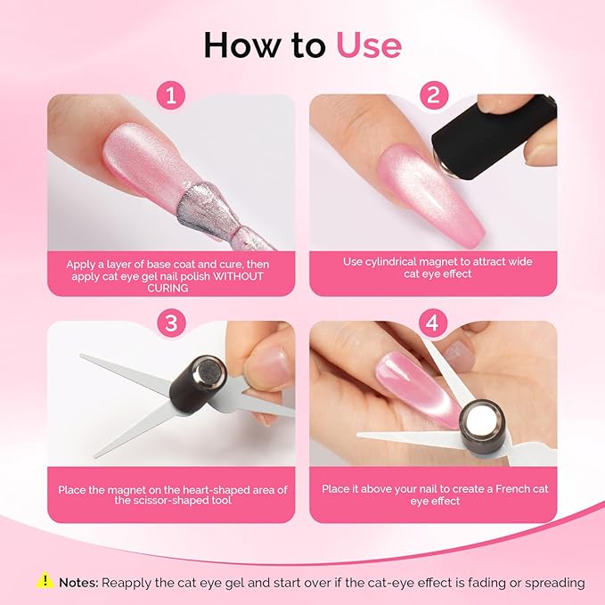 MelodySusie Cat Eye Gel Nail Polish Magnet Set, 2 in 1 Scissor-shaped Nail Magnet Tool,French Effect Cat Eye Magnet, Nail Design Tools for Salon and DIY at Home