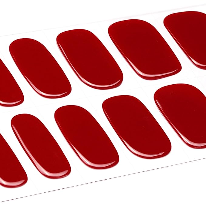 DANNI & TONI Semi Cured Gel Nail Strips Red (Scarlet Delight) Gel Nail Polish Stickers Glossy Nail Wraps 28 Stickers