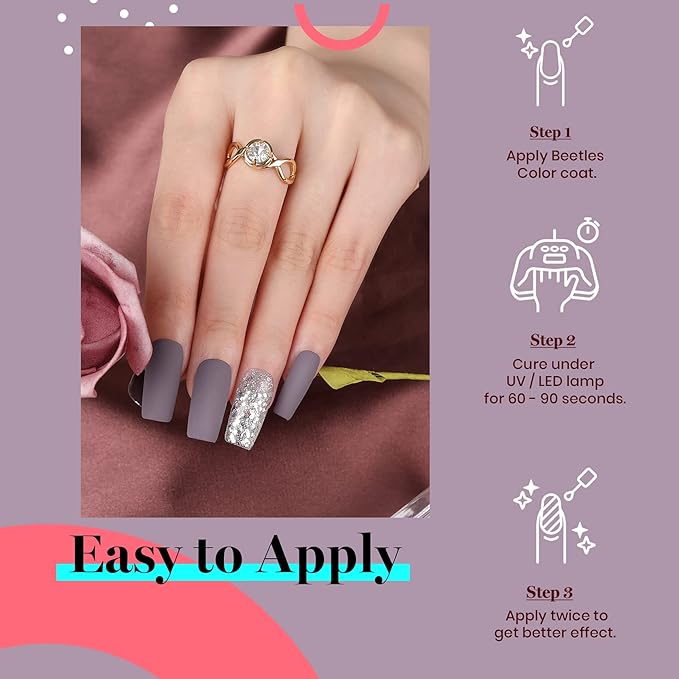 Beetles Gel Nail Polish, 1 Pcs 15ml Grayish Purple Gel Polish Stormwatch Color Gel Polish Soak Off Uv Nail Lamp Nail Art Manicure Salon DIY Gel Nail Design Decoration at Home