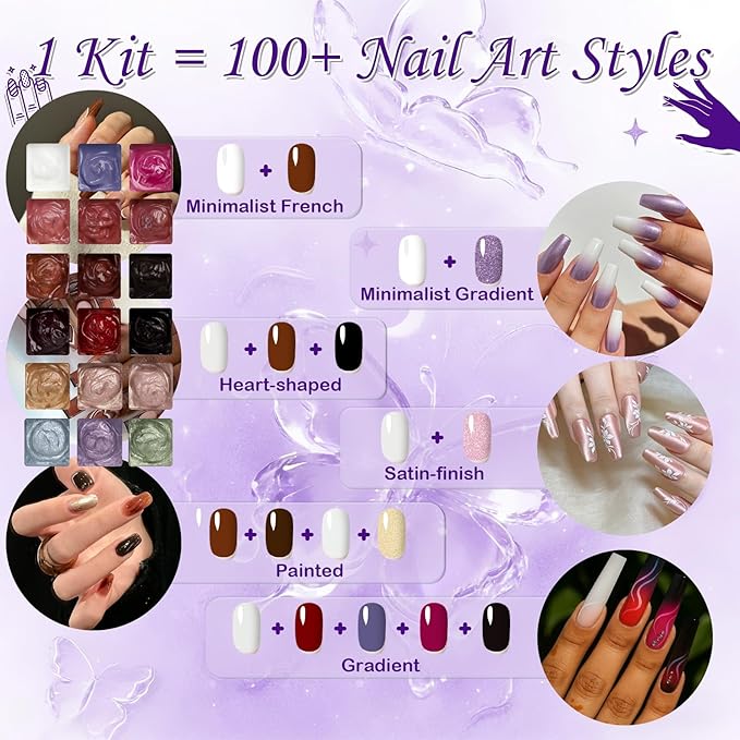 18 Colors Patting Gel Polish & Tools Kit - Pat Pat Gel Polish Palette for Ombre Nails，UV/LED Cured Gradient Blooming Manicure Kit DIY with Nail Sponges & Tools