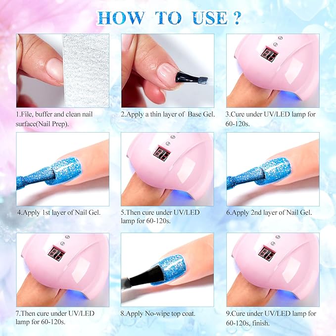 MTSSII Glitter Gel Nail Polish Set Reflective Glitter Gel Polish Nude Nail Polish Kit 18PCS Blue Purple Soak Off Nail Art Gel Manicure Spring Gifts for Women Girls