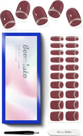 Semi Cured Gel Nail Strips - UV Light Gel Nail Stickers - 20 Long Lasting Salon Quality Wraps (Lunar Beam Red)