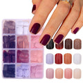 12Packs 288Pcs Short Square Press on Nails Pure Fake Nails Soft Gel False Nails Kit Square Nail Tips Solid Color Acrylic Nails Art for Women Manicure Deco 15 Size - 12 Colors