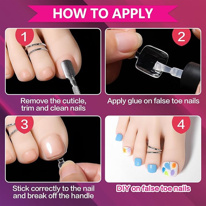 AIMEILI Fake Toenail Tips - 550pcs 10 Sizes Clear Full Cover Toe Art Nails Press on Artificial Fake Toe Nails Gel Nail Extensions for Foot Manicure Women Nail Salons and DIY