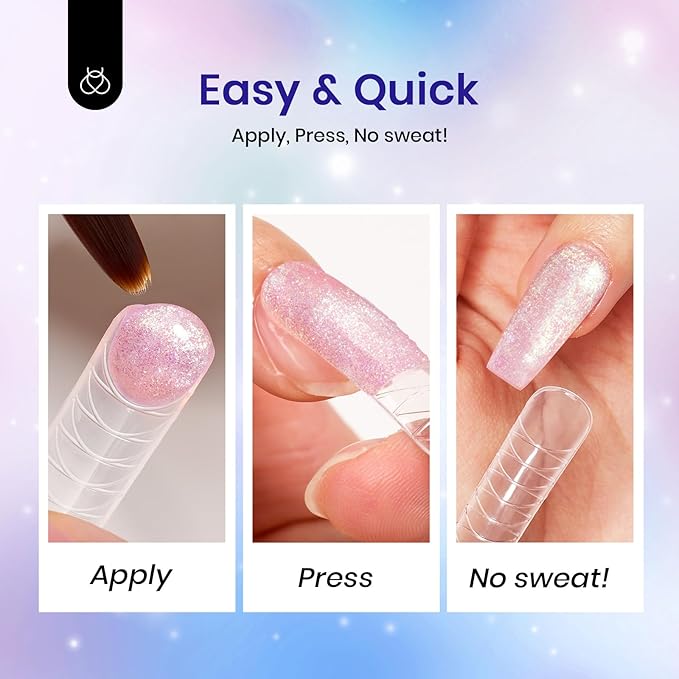 Beetles Poly Extension Gel Nail Kit 6 Colors Glitter Mermaid Glow Builder Nail Gel Kit with Slip Solution All-in-One Spring Summer Nail Art Supplies DIY Manicure Salon Gift for Women Girls