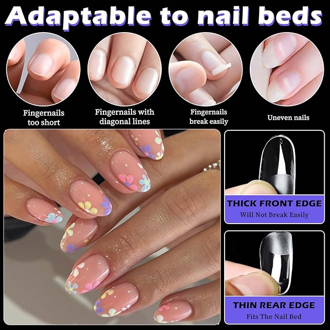 240pc Oval Gel Nail Tips Short Fake Nails Clear Press ons Nail, Short Oval Nails Tips Acrylic Nails Extension Soft Gel Nails Tip Full Cover Round Almond False Nail Clear Artficial Fingernails
