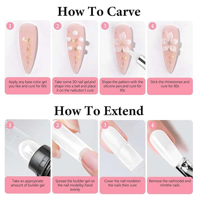 EBANKU 100g 3D Nail Gel, Clear 3D Sculpture Gel for Nail Art, Non-Sticky Solid Builder Gel for Nails Molding Hard Gels for Extension DIY Gift At Home Salon