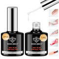 modelones 10 in One Gel Nail Glue Base Coat Brush On Nail Glue 15 ml for Tips, Rhinestones, Blooming Art Gel Kit for Press on Nails Acrylic Tips U V Lamp Needed 2Pcs