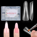 outopen 150pcs Long Straight Stiletto Dual Nail Forms Clear Full Cover Nail Extension Art Mold with Scale Reusable Nail Forms for Polygel Acrylic Extension Beginners DIY Manicure, 15 Sizes