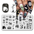 Halloween Nail Stamping Plates Nightmare Christmas Nails Stamping Kit The Day of Dead Ghost Holiday Nail Stamping Plate Nail Stamper Kit for Women Halloween DIY Manicure Accessories