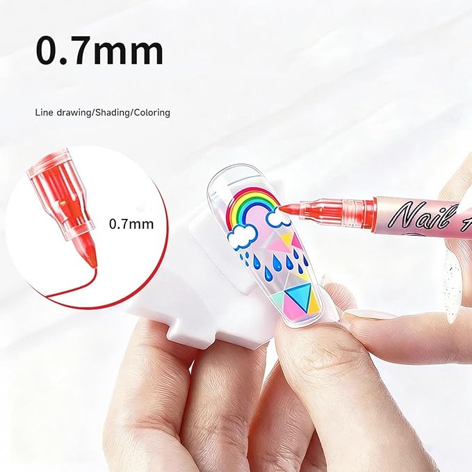 OCOUYVD 12 Colors Nail Art Pens Set 0.7mm Nail Art Markers Polish Pen Drawing Liner Painting Pens Kit for Nails Art DIY Painted Graffiti Nails Pen Quick-Dry Acrylic Paint Nails for Art Manicure Tool