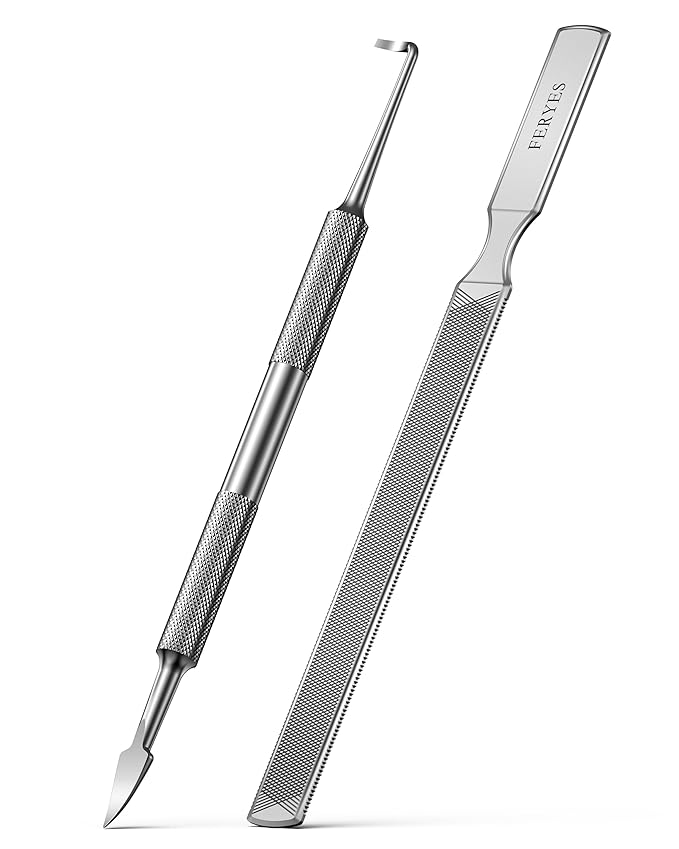 FERYES Long Toe Nail Files for Thick Nails with Dual-Ended Ingrown Toenail Lifter and Cleaning Durable and Efficient Heavy Duty Nail Care Tool