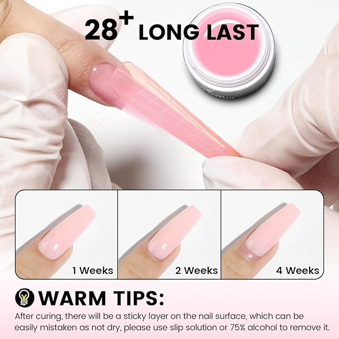 50g Builder Gel for Nails, Long-Lasting Soak-Off Nail Extension Gel for Beginners & DIY Home Salon Manicure(YMH16-Soft Pink)