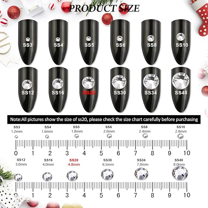 4320 Pieces Rhinestones for Christmas Decoration Flatback Glass Crystal Red Clear Green Rhinestone for X-mas Crafts DIY Nails Makeup Face Clothes Shoes(SS20,4.8-5.0MM)