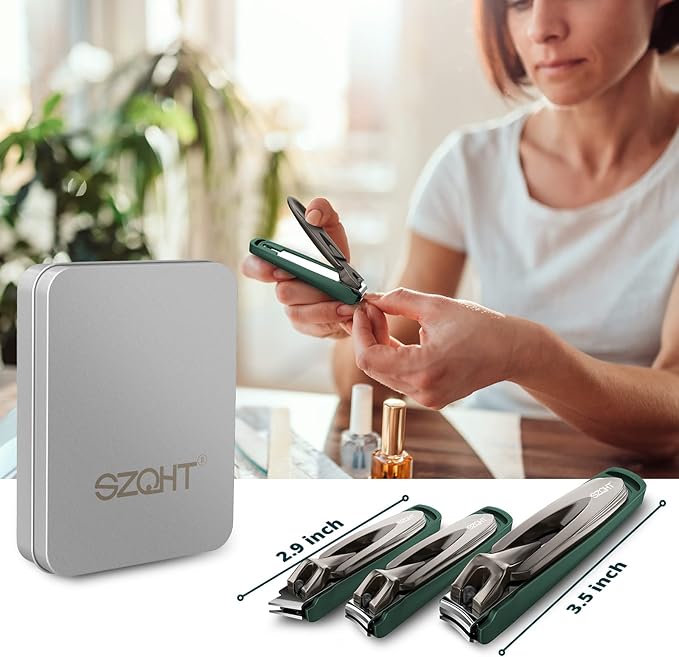 Nail Clippers Set-3 Pack,Fingernail Clippers& Toenail Clipper for Men,Wowen,Nail Clippers with Catcher,Nail Cutter for Thick Toe Nails,Stainless Steel Ultra Sharp Sturdy