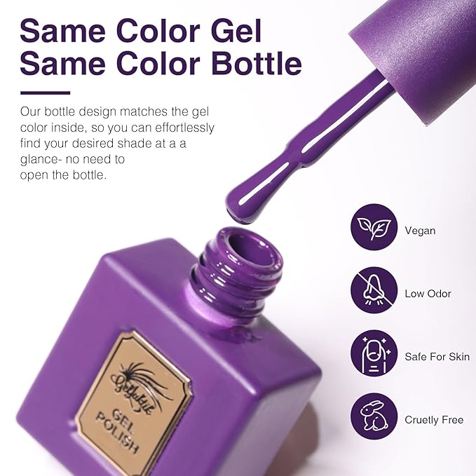 Gel Polish Set of 6 Colors 12ml with Purple Beige,Spring Gel Polish Kit for Salon DIY at Home, Soak Off LED UV Gel Nail Polish, Gifts for Women Girls