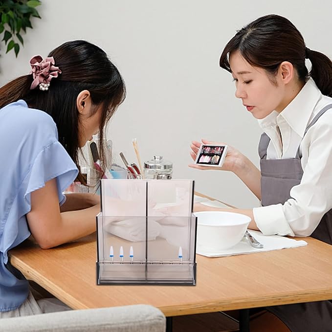 Beaupretty Clear Makeup Brush Holder 2pcs Nail Drill Bit Holder Box Professional Nail Art Polishing Grinding Drill Bit Holder Display Storage Box Bit Case Organizer for Nails Black Portable Nail Drill