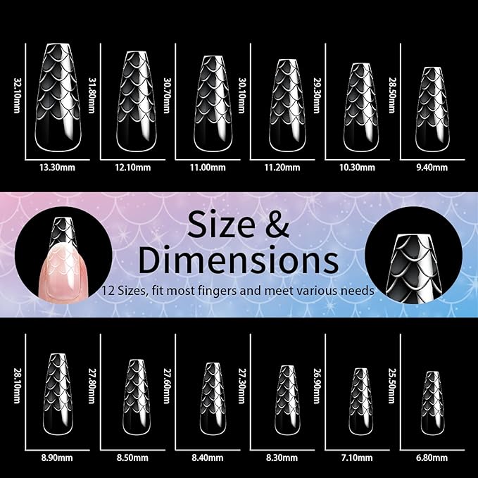 3D Diamond Shaped Polygel Nail, Extension Clear Full Cover False Nail Tips, Hybrid Gel Acrylic Nail, Diamond Fake Nails, 14 Sizes Building Artificial Press on Nail (Fish Scales 3, 120pcs)
