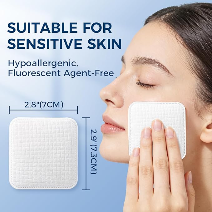 Premium Natural Pure Cotton Pads(100 Count),Soft & Lint-Free Upgraded Edge Stitching Design Cotton Rounds for Face,Unique Three-Layer Structure, Ultra-Absorbent Makeup Remover Pads,for All Skin Types