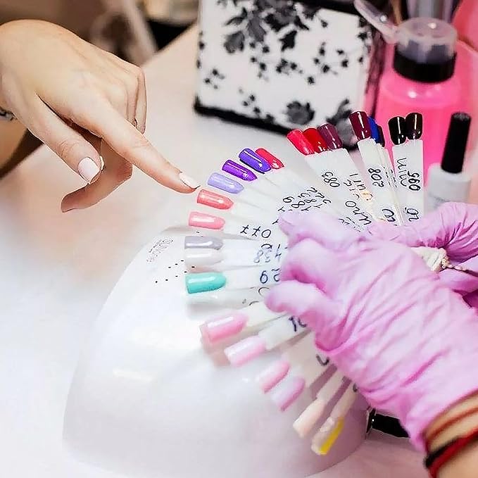 Allstarry 200 Pcs Natural Nail Swatch Sticks with Ring and Numbered Tips Roundhead Shaped Nail Art Polish Display Tips, False Nail Sample Sticks, Sacks of Nail Practice-Tips for Manicure