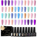 MEET ACROSS 30Pcs Nude Gel Polish 22 Colors Gel Nail Polish Set Pink Purple Sky Blue Bright Series Soak Off UV/LED Manicure Kit for Women