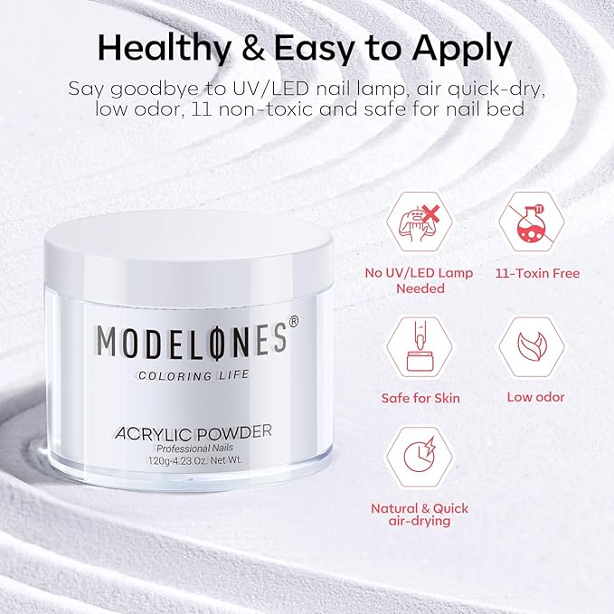Modelones Acrylic Powder, 4.23oz Transparent Large Capacity Professional Acrylic Nail Powder Polymer for 3D French Nails Manicure Extensions & Carving, Long-Lasting Beauty Gifts