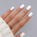 Pure White Press on Nails Short - SHANGMENG Soft Gel Square Press on Nails for Women Gift, Fit Perfectly & Natural Glue on Nails in 16 Sizes - 32 Reusable Fake Nails Kit with Glue, Classic White