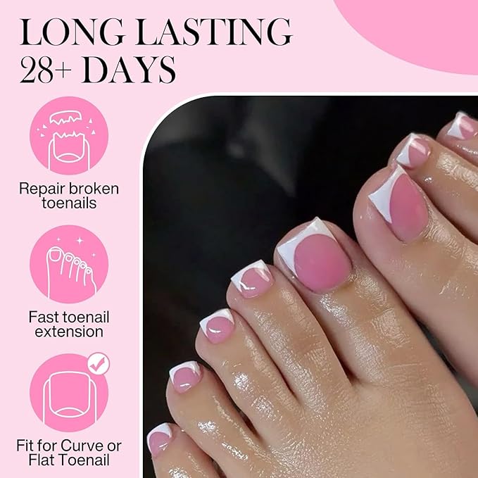 Square Toe Nail Tips, 504Pcs 15 Sizes Full Cover Press On Toenails for Women, Long Wider Pre-etched Double Matte Fake Toenails for Big Toe Nail Extensions Home DIY Salon Soak Off
