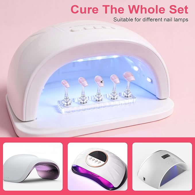 Nail Stand for Press On Nail Holder for Painting Nails, Magnetic Fake Nail Stands Tips, Heart Shaped Nail Holder with Double-sided Tape Practice Nail Art Tools