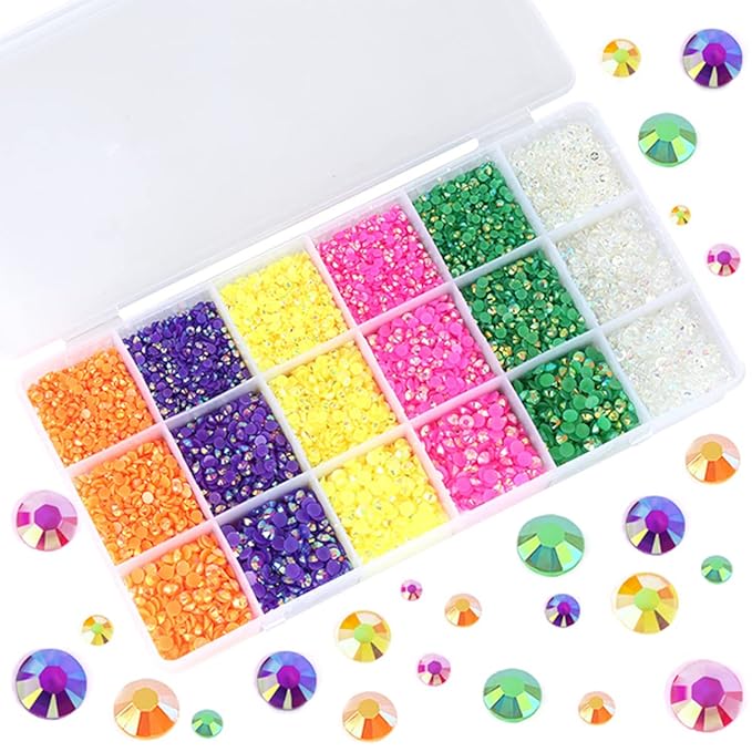 22380pcs Resin Rhinestones Set 3/4/6mm Flatback Stones Glitter Crystal Bulk for Garment Nail Art Decorations Resin Flatback Rhinestones Kit for Nail Crafts Tumbler Round Shape(HH)