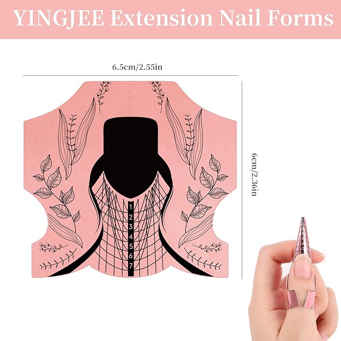 100PCS Acrylic Nail Forms for Extension Tips, Long Thick Professional Nail Art Tips Extension Manicure Tool DIY Home Salon Supplies