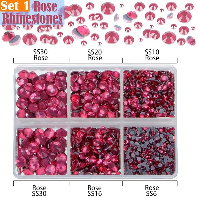 LPBeads 10000pcs Hotfix Rhinestones Flatback Glass Red Pink Fuchsia and Rose Rhinestone with Tweezers and Picking Pen for Crafts Clothes Nail Art