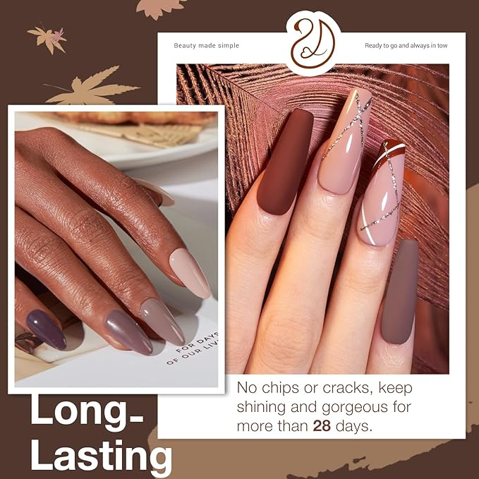 AZUREBEAUTY Dip Nails Powder Starter Kit 8 Colors with Nail Sticks Nude Brown Giltter Shimmer Set Nail Art Base Glossy Matte Top Coat Activator Essential Liquid Manicure DIY Salon 30 PCS