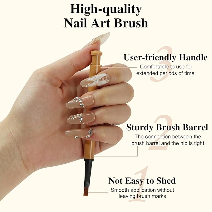 12Pcs Nail Art Brush Set,Professional Nail Art Brush Set with Push-Button Quick-Change,Nail Brushes for Acrylic,Gel,French Tips & Designs,Ergonomic Portable Kit with Storage Case(Wood Grain)
