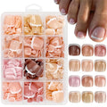 288Pcs White French Tip Press on Toenails Short Square Fake Toe nails Press ons with Design Stick on Toe Nails Acrylic False Toe nails Artificial Glue on Toenails for Women Nail Art Decoration
