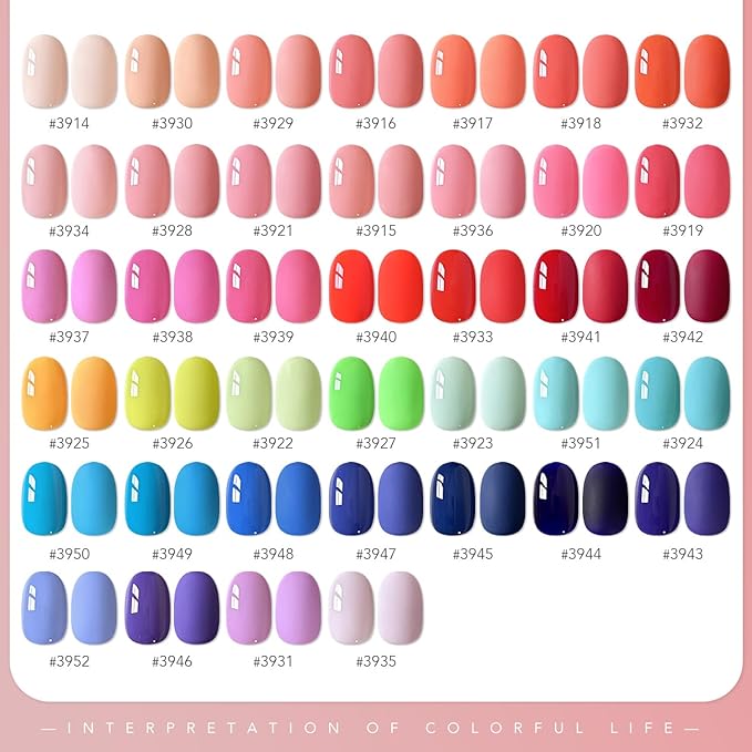 GAOY 42 Pcs Gel Nail Polish Kit, Bright Neon Colors Spring Summer Gel Nail Polish Set with Glossy & Matte Top Coat and Base Coat for Salon and DIY Manicure at Home