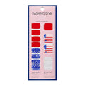 Dashing Diva Patriotic Gloss Nail Strips - National Anthem - UV Free, Chip Resistant, Long Lasting Gel Nail Stickers - 3-Piece Manicure Set - Contains 32 Wraps, 1 Prep Pad, 1 File